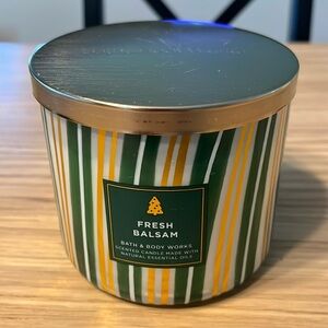 Bath & Body Works 3 Wick Candle. Fresh Balsam.
